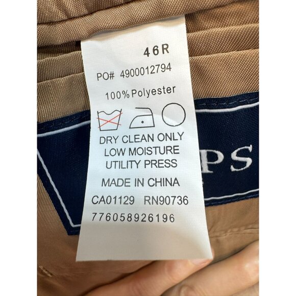 Chaps Mens Blazer 46R Camel Two-Button Single Breasted - Picture 3 of 10